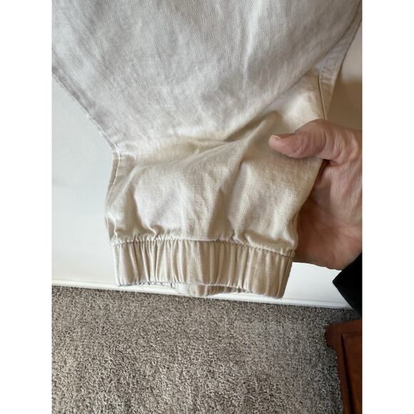 GAP Girlfriend Jogger Pants Tapered Elastic Zip Ankle Khaki 12 Streetwear - Picture 3 of 11